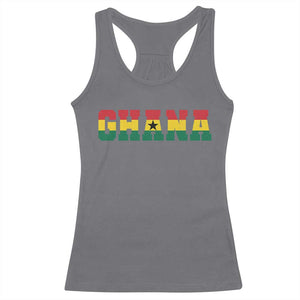 Ghana Flag Racerback Tank Top Varsity Lettering Design Ghanaian Pride Heritage Graphic TS10 Charcoal Print Your Wear