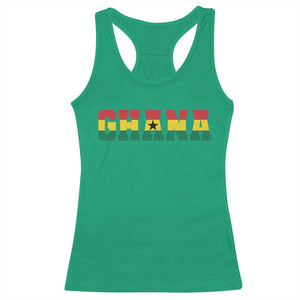 Ghana Flag Racerback Tank Top Varsity Lettering Design Ghanaian Pride Heritage Graphic TS10 Irish Green Print Your Wear