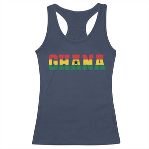 Ghana Flag Racerback Tank Top Varsity Lettering Design Ghanaian Pride Heritage Graphic TS10 Navy Print Your Wear