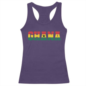 Ghana Flag Racerback Tank Top Varsity Lettering Design Ghanaian Pride Heritage Graphic TS10 Purple Print Your Wear