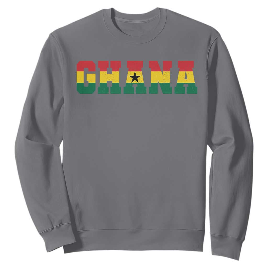 Ghana Flag Sweatshirt Varsity Lettering Design Ghanaian Pride Heritage Graphic TS10 Charcoal Print Your Wear