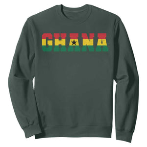 Ghana Flag Sweatshirt Varsity Lettering Design Ghanaian Pride Heritage Graphic TS10 Dark Forest Green Print Your Wear