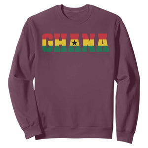 Ghana Flag Sweatshirt Varsity Lettering Design Ghanaian Pride Heritage Graphic TS10 Maroon Print Your Wear
