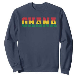 Ghana Flag Sweatshirt Varsity Lettering Design Ghanaian Pride Heritage Graphic TS10 Navy Print Your Wear