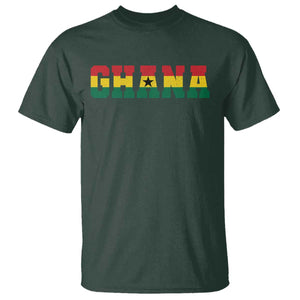 Ghana Flag T Shirt Varsity Lettering Design Ghanaian Pride Heritage Graphic TS10 Dark Forest Green Print Your Wear