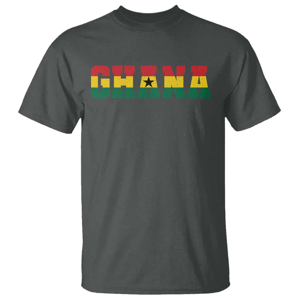Ghana Flag T Shirt Varsity Lettering Design Ghanaian Pride Heritage Graphic TS10 Dark Heather Print Your Wear