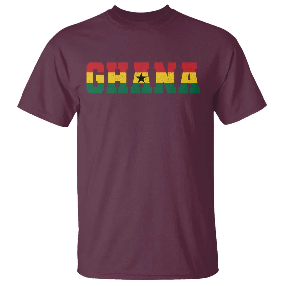 Ghana Flag T Shirt Varsity Lettering Design Ghanaian Pride Heritage Graphic TS10 Maroon Print Your Wear