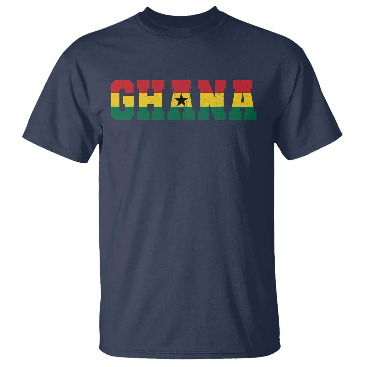 Ghana Flag T Shirt Varsity Lettering Design Ghanaian Pride Heritage Graphic TS10 Navy Print Your Wear