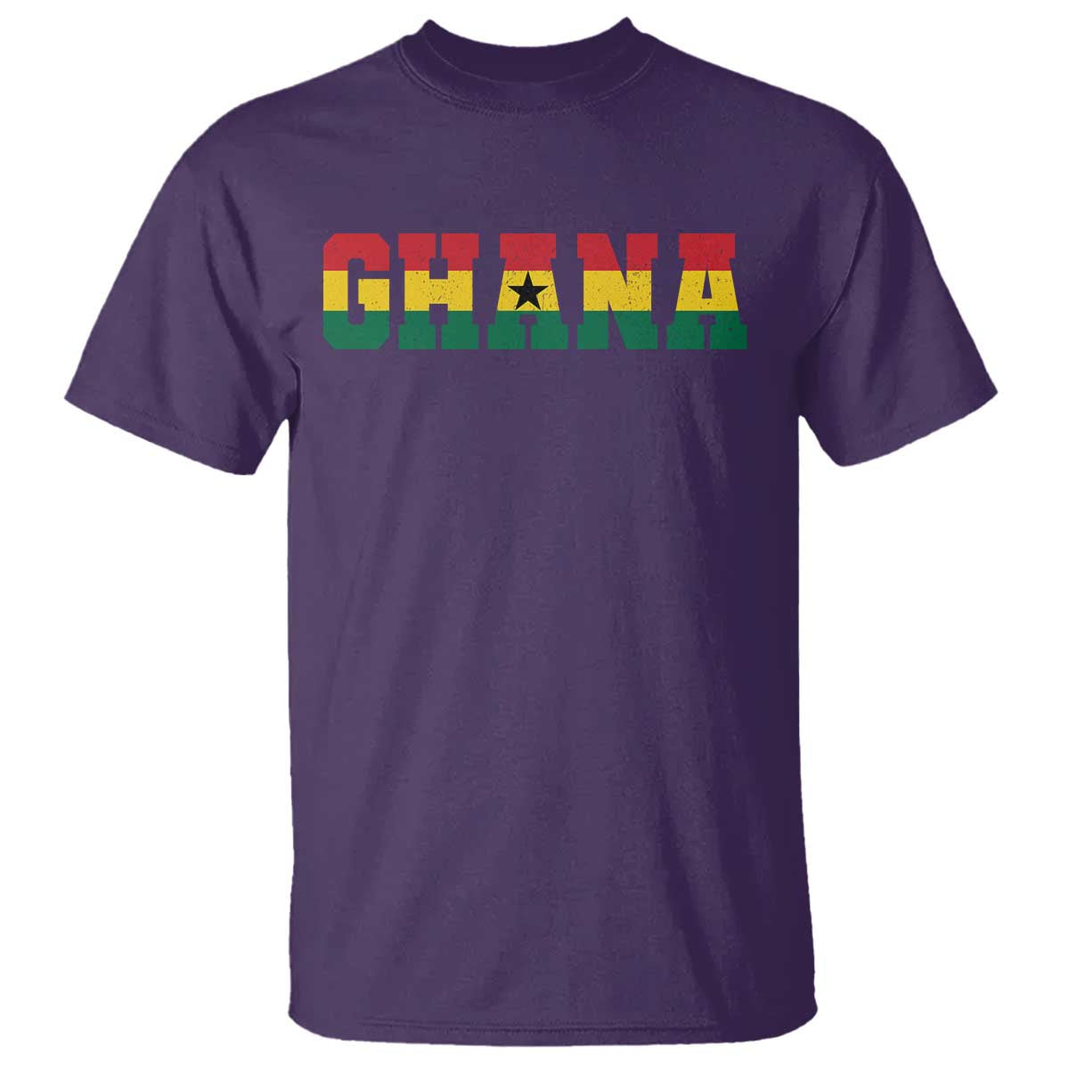 Ghana Flag T Shirt Varsity Lettering Design Ghanaian Pride Heritage Graphic TS10 Purple Print Your Wear