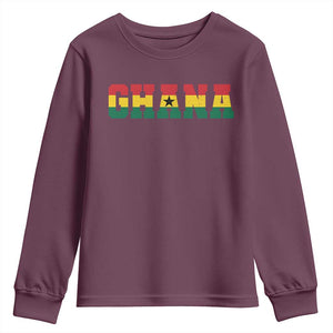 Ghana Flag Youth Sweatshirt Varsity Lettering Design Ghanaian Pride Heritage Graphic TS10 Maroon Print Your Wear