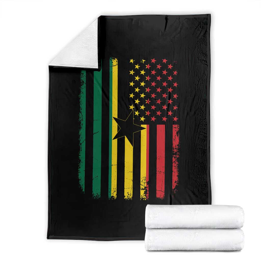 Ghana American Flag Throw Blanket Vintage Ghanaian Pride Heritage Graphic for Ghanaian Americans TS10 Black Print Your Wear