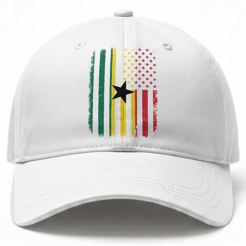 Ghana American Flag Baseball Cap Vintage Ghanaian Pride Heritage Graphic for Ghanaian Americans TS10 Print Your Wear