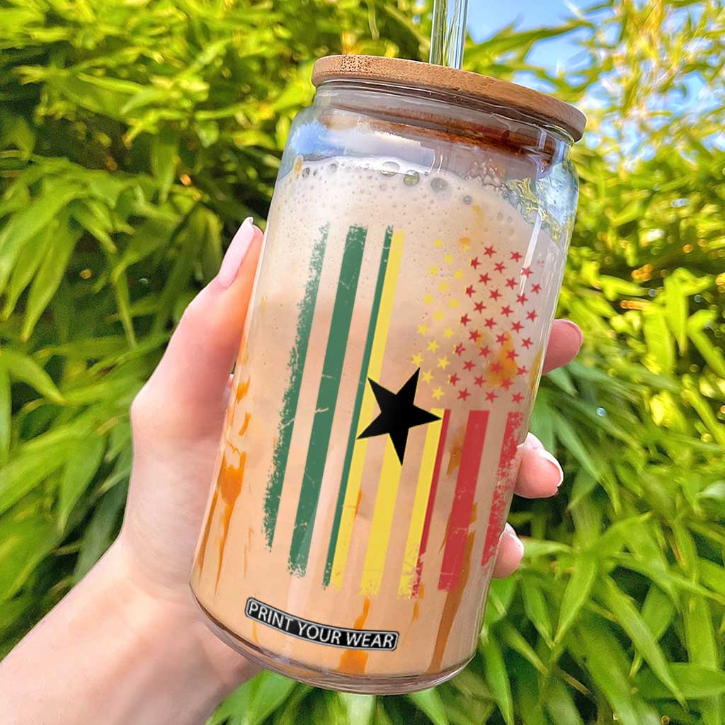 Ghana American Flag Glass Can Vintage Ghanaian Pride Heritage Graphic for Ghanaian Americans TS10 Black Print Your Wear