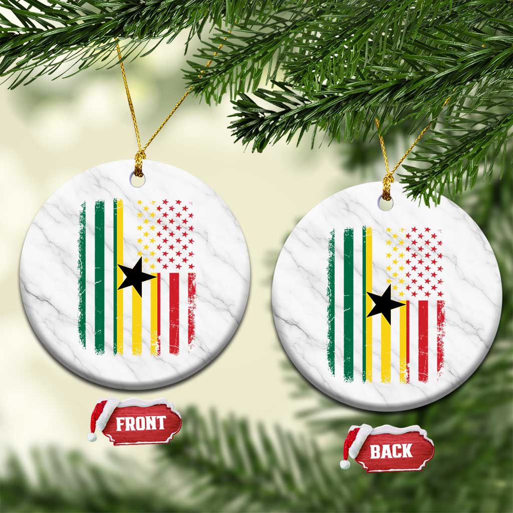 Ghana American Flag Ceramic Ornament Vintage Ghanaian Pride Heritage Graphic for Ghanaian Americans TS10 1pc White Marble Print Your Wear