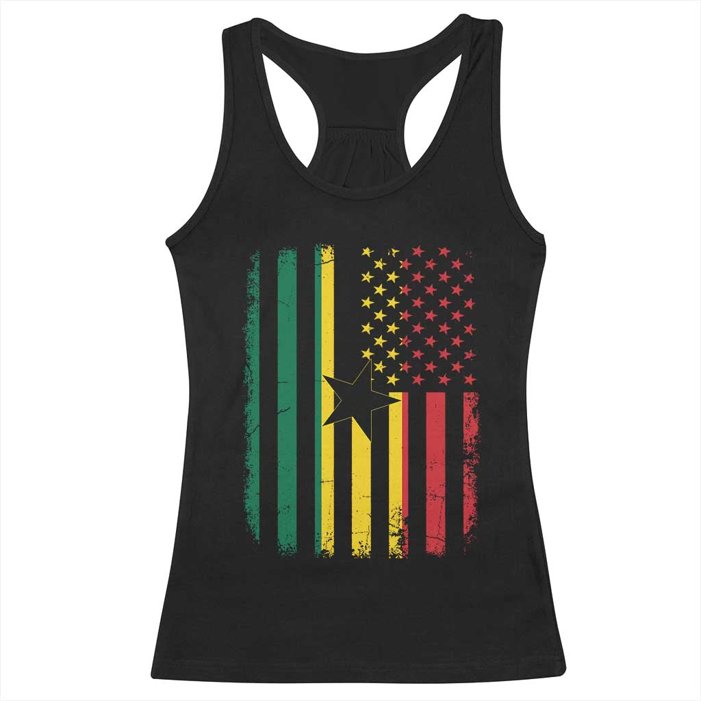 Ghana American Flag Racerback Tank Top Vintage Ghanaian Pride Heritage Graphic for Ghanaian Americans TS10 Black Print Your Wear