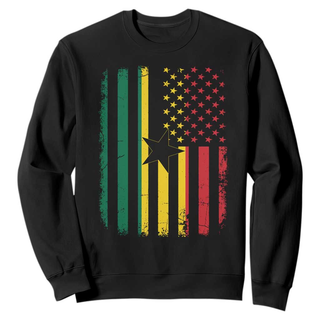 Ghana American Flag Sweatshirt Vintage Ghanaian Pride Heritage Graphic for Ghanaian Americans TS10 Black Print Your Wear