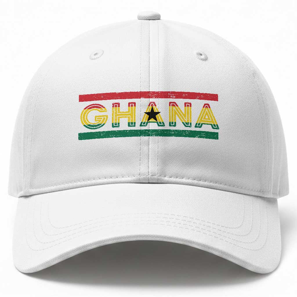 Retro Ghana Flag Baseball Cap Vintage Ghanaian Pride Ghanese Roots Heritage Graphic TS10 Print Your Wear