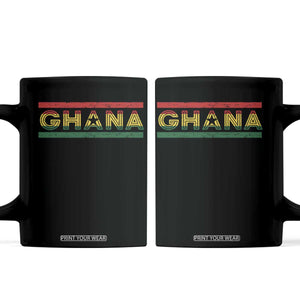 Retro Ghana Flag Coffee Mug Vintage Ghanaian Pride Ghanese Roots Heritage Graphic TS10 Black Print Your Wear