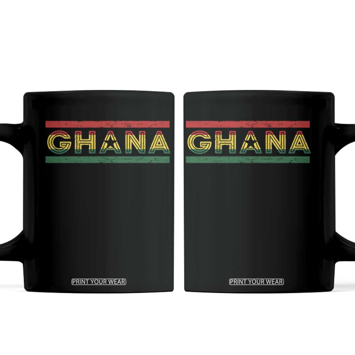 Retro Ghana Flag Coffee Mug Vintage Ghanaian Pride Ghanese Roots Heritage Graphic TS10 Black Print Your Wear
