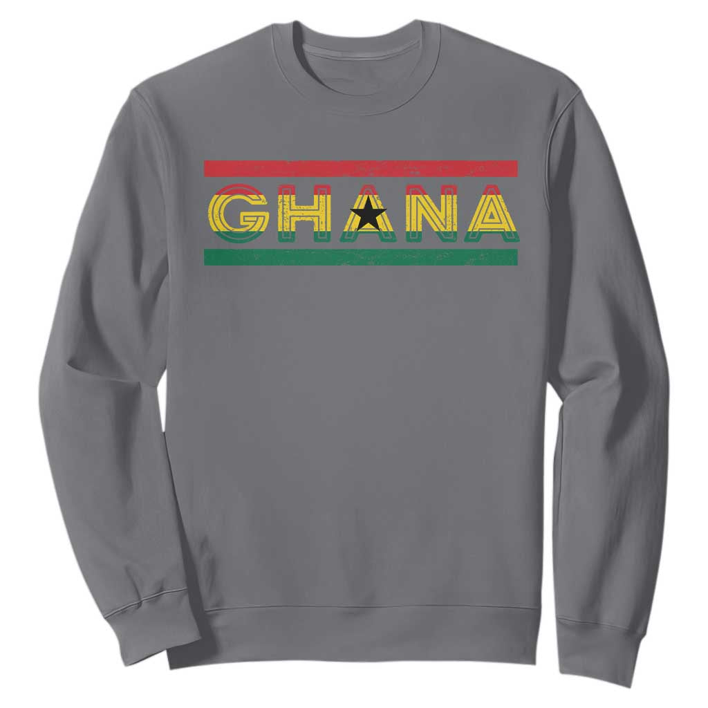 Retro Ghana Flag Sweatshirt Vintage Ghanaian Pride Ghanese Roots Heritage Graphic TS10 Charcoal Print Your Wear