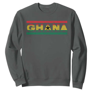 Retro Ghana Flag Sweatshirt Vintage Ghanaian Pride Ghanese Roots Heritage Graphic TS10 Dark Heather Print Your Wear
