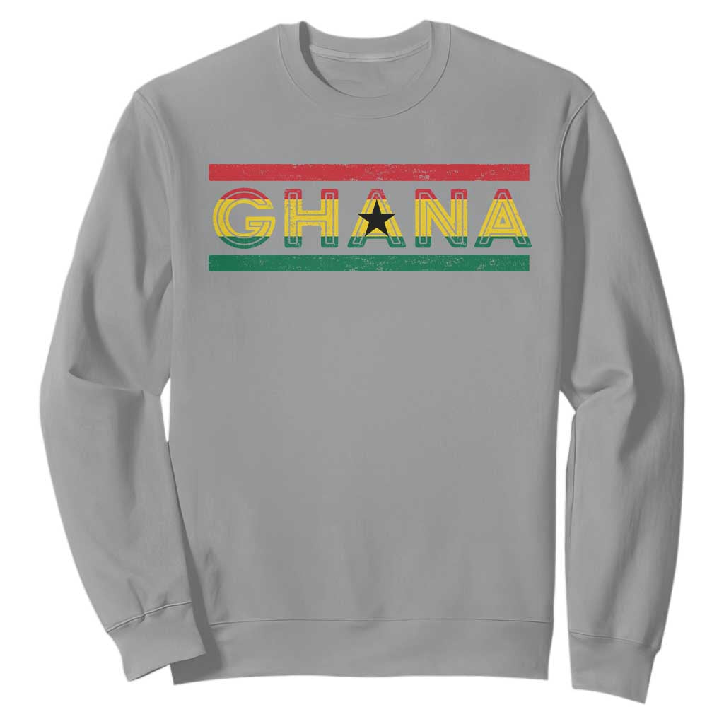 Retro Ghana Flag Sweatshirt Vintage Ghanaian Pride Ghanese Roots Heritage Graphic TS10 Sport Gray Print Your Wear