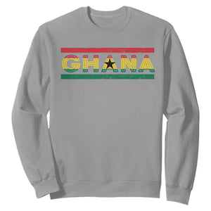 Retro Ghana Flag Sweatshirt Vintage Ghanaian Pride Ghanese Roots Heritage Graphic TS10 Sport Gray Print Your Wear