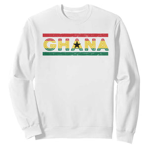 Retro Ghana Flag Sweatshirt Vintage Ghanaian Pride Ghanese Roots Heritage Graphic TS10 White Print Your Wear