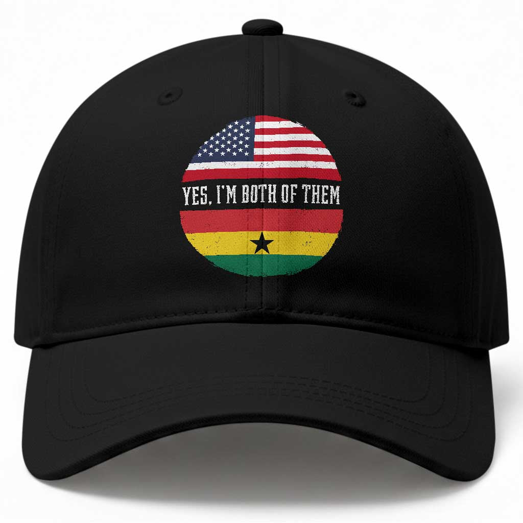 Half American Half Ghanaian Baseball Cap Pride Ghanese Roots USA Flag Ghana Heritage Yes Im Both Of Them TS10 Print Your Wear