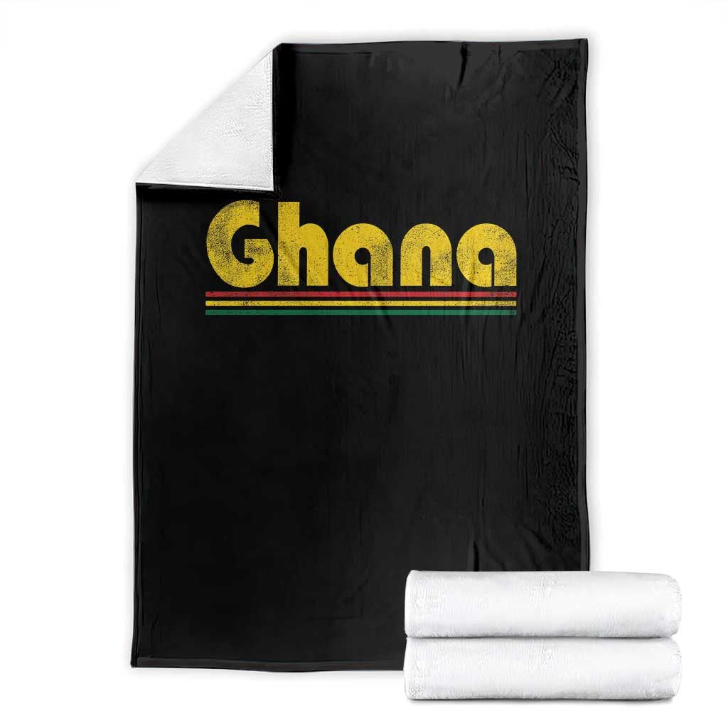 Vintage Ghana Throw Blanket Retro Stripe Flag Pride Ghanaian Heritage African Roots TS10 Black Print Your Wear