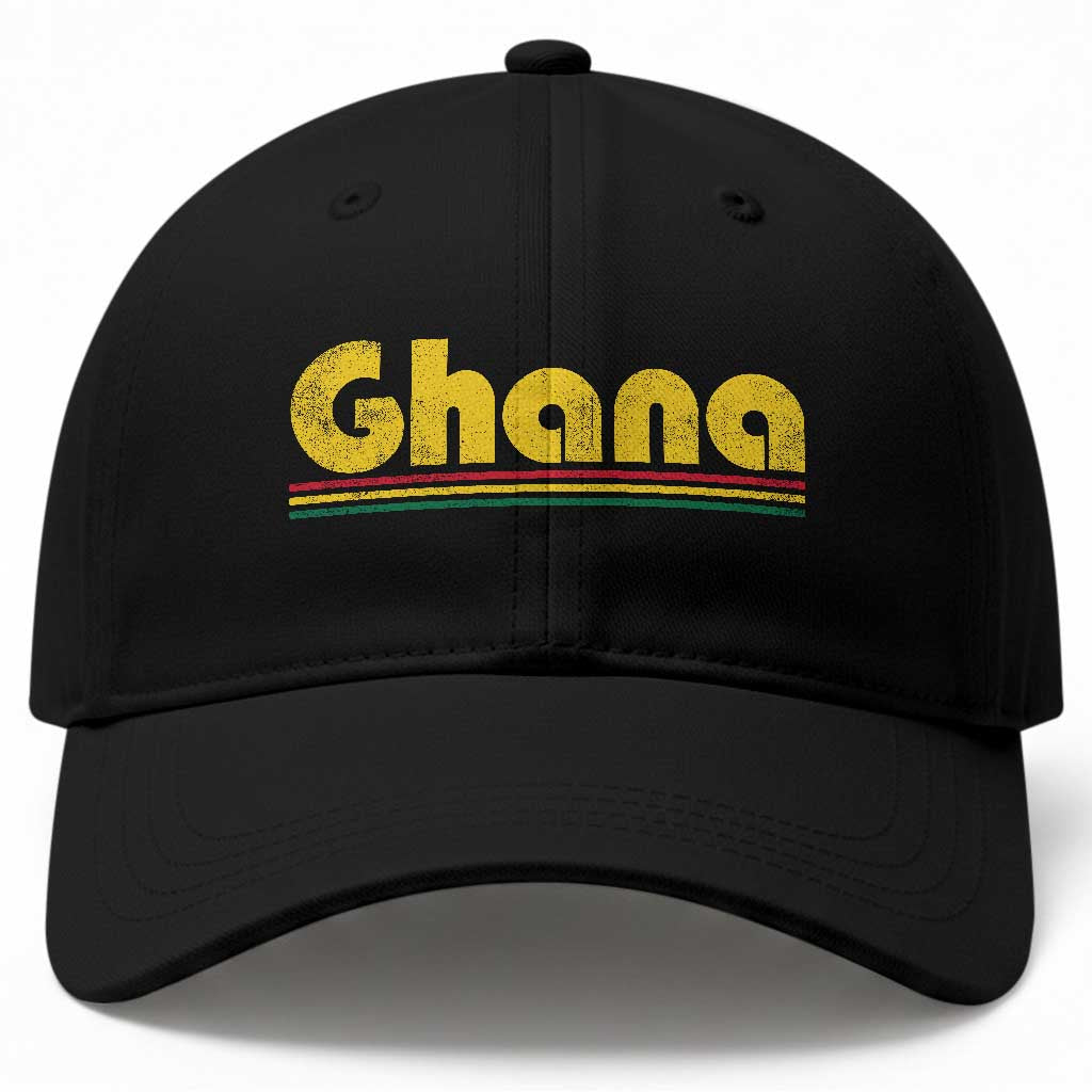 Vintage Ghana Baseball Cap Retro Stripe Flag Pride Ghanaian Heritage African Roots TS10 Print Your Wear
