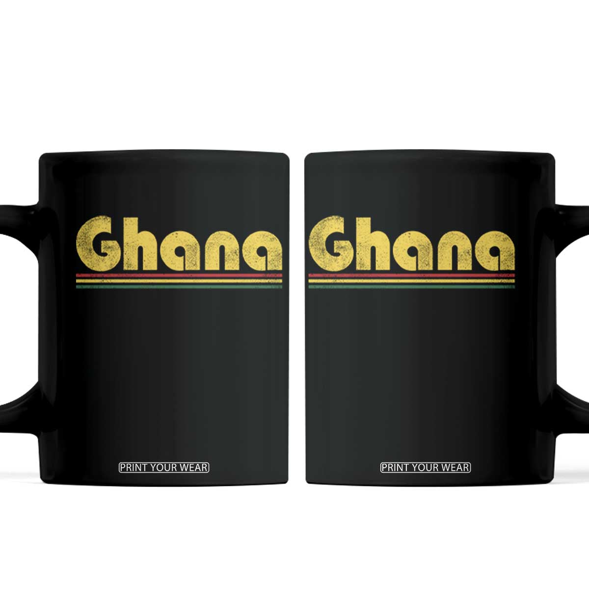Vintage Ghana Coffee Mug Retro Stripe Flag Pride Ghanaian Heritage African Roots TS10 Black Print Your Wear