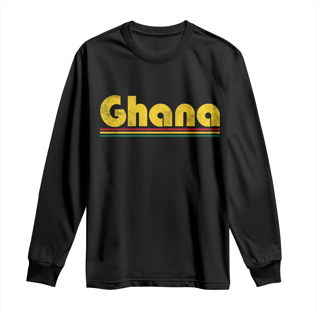Vintage Ghana Long Sleeve Shirt Retro Stripe Flag Pride Ghanaian Heritage African Roots TS10 Black Print Your Wear