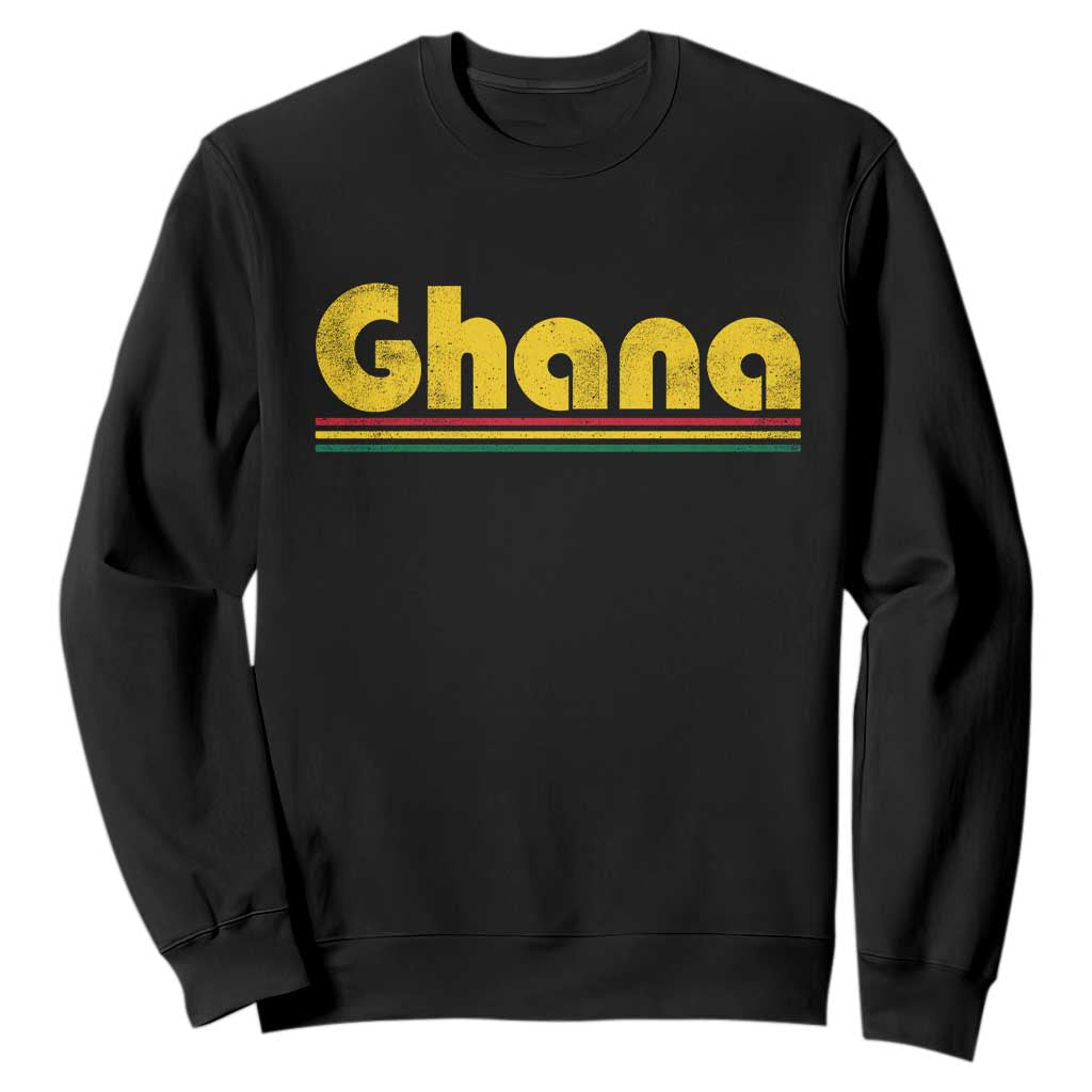 Vintage Ghana Sweatshirt Retro Stripe Flag Pride Ghanaian Heritage African Roots TS10 Black Print Your Wear