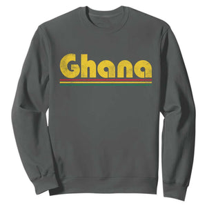 Vintage Ghana Sweatshirt Retro Stripe Flag Pride Ghanaian Heritage African Roots TS10 Dark Heather Print Your Wear