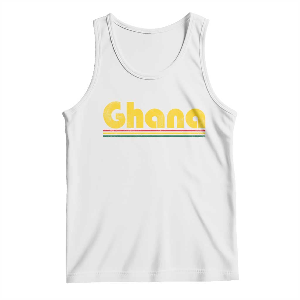 Vintage Ghana Tank Top Retro Stripe Flag Pride Ghanaian Heritage African Roots TS10 White Print Your Wear