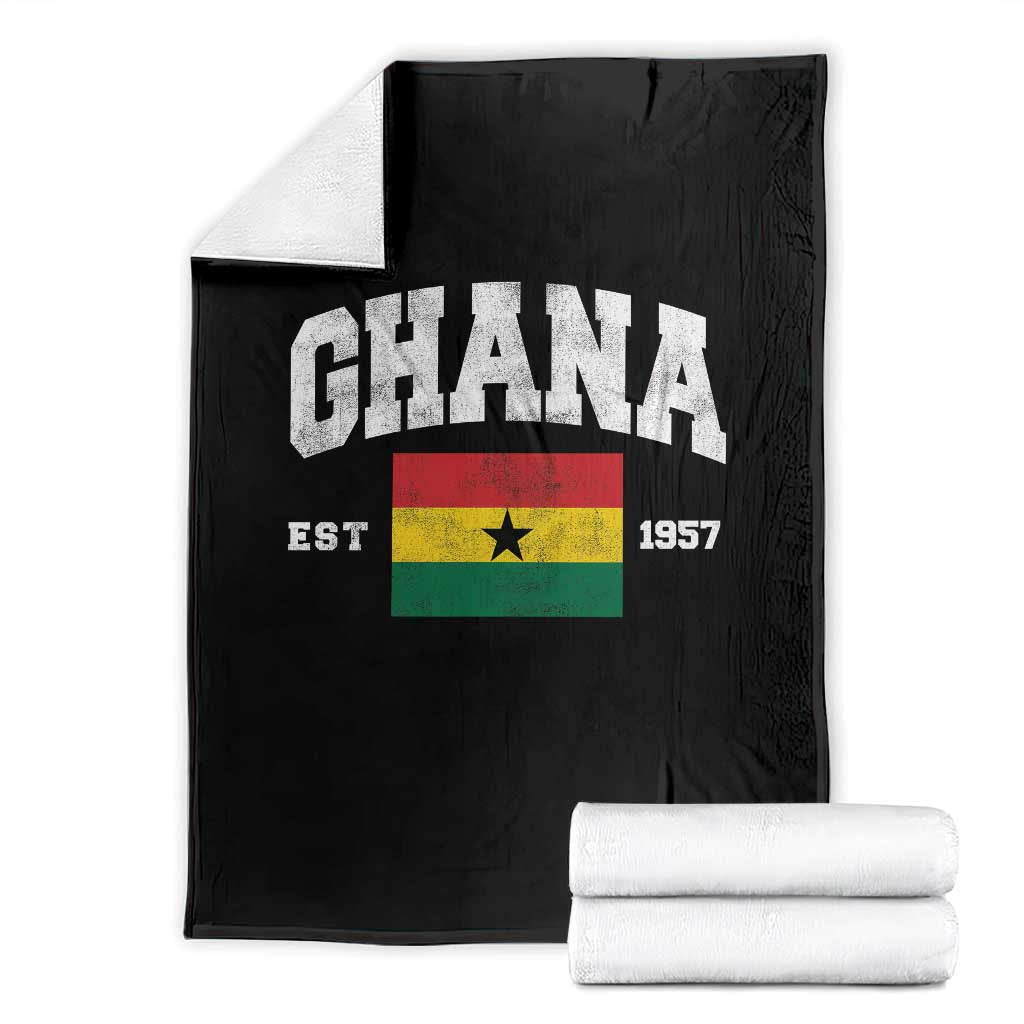Ghana Est 1957 Ghanaian Flag Independence Day Throw Blanket Ghanaian Heritage Pride TS10 Black Print Your Wear