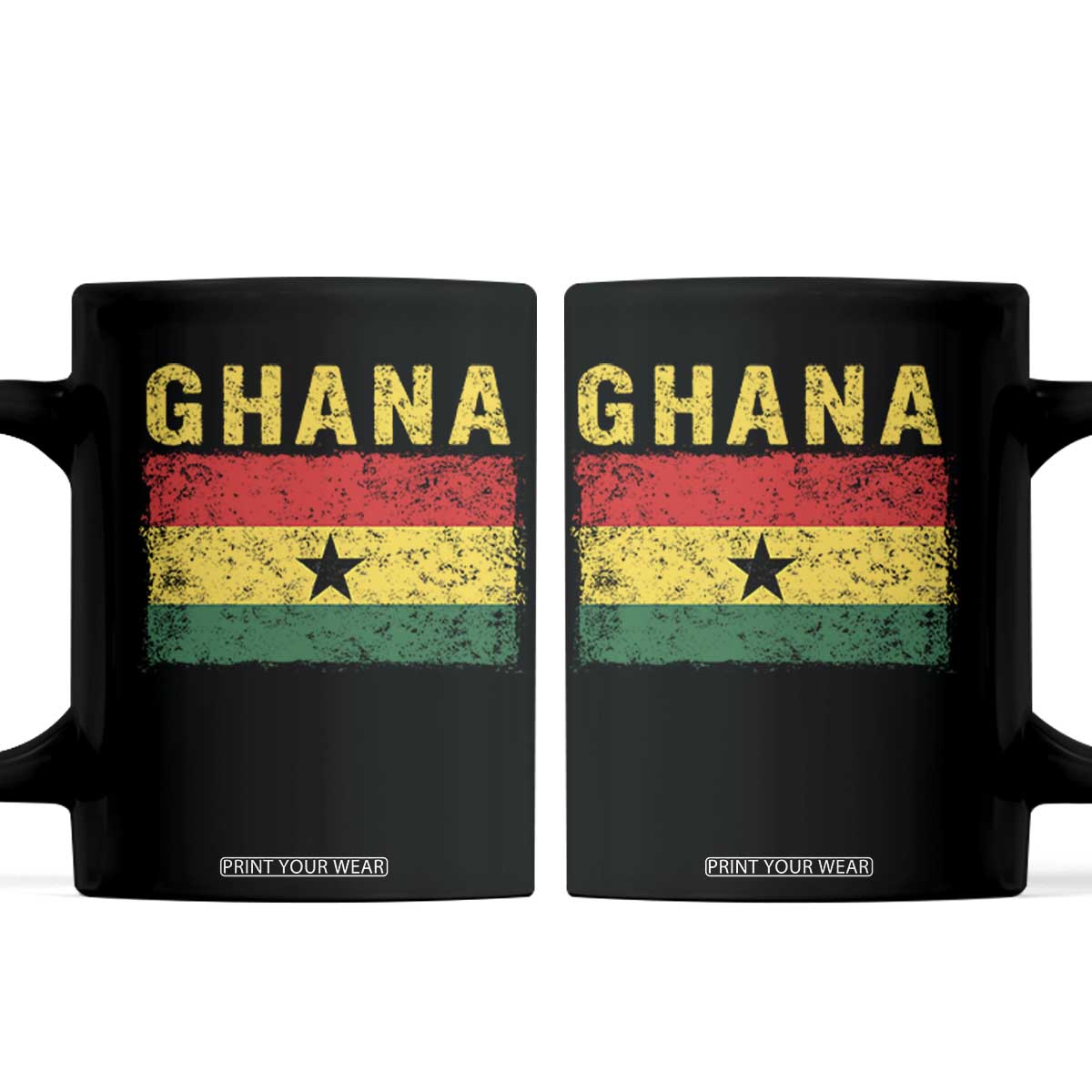 Vintage Ghana Flag Distressed Design Coffee Mug Proud Ghanaian Heritage African Pride TS10 Black Print Your Wear