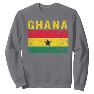 Vintage Ghana Flag Distressed Design Sweatshirt Proud Ghanaian Heritage African Pride TS10 Charcoal Print Your Wear