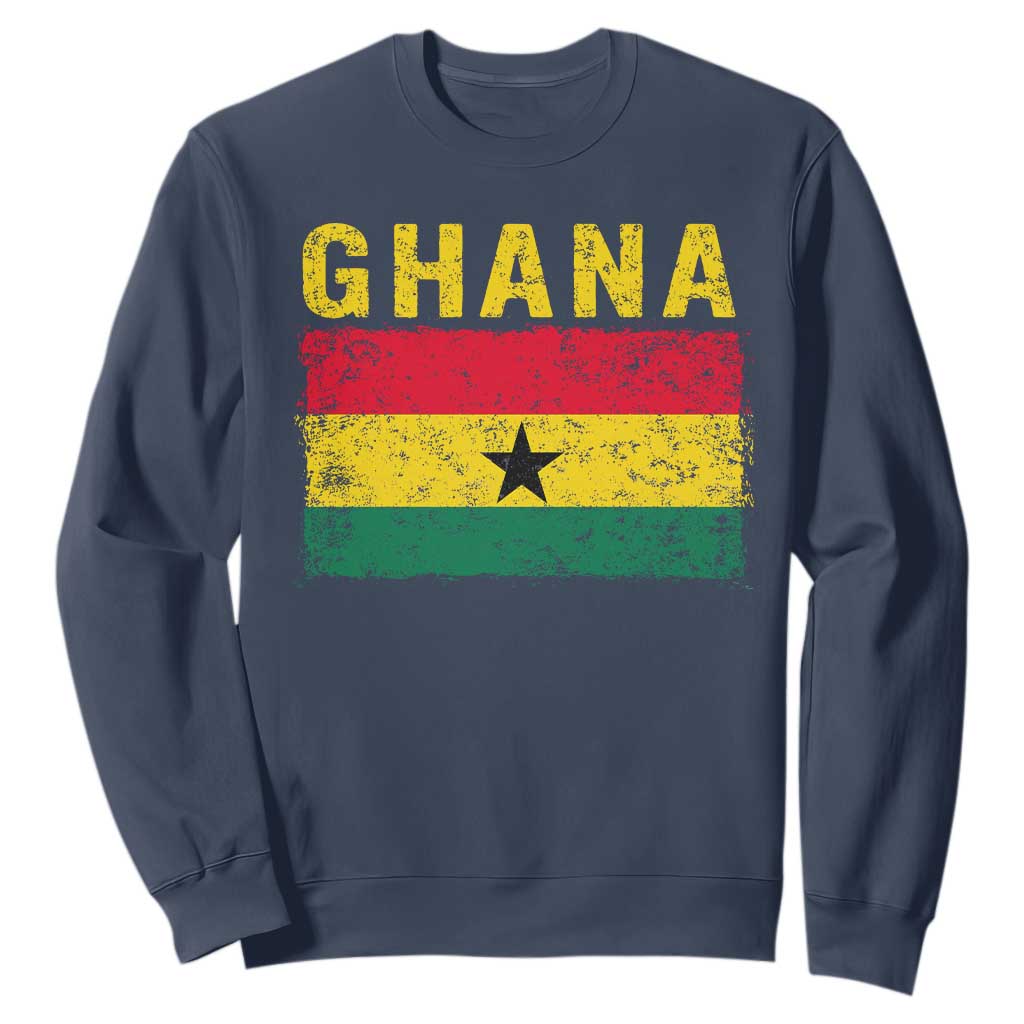 Vintage Ghana Flag Distressed Design Sweatshirt Proud Ghanaian Heritage African Pride TS10 Navy Print Your Wear