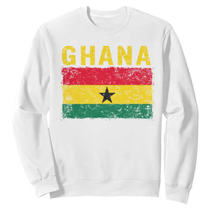 Vintage Ghana Flag Distressed Design Sweatshirt Proud Ghanaian Heritage African Pride TS10 White Print Your Wear