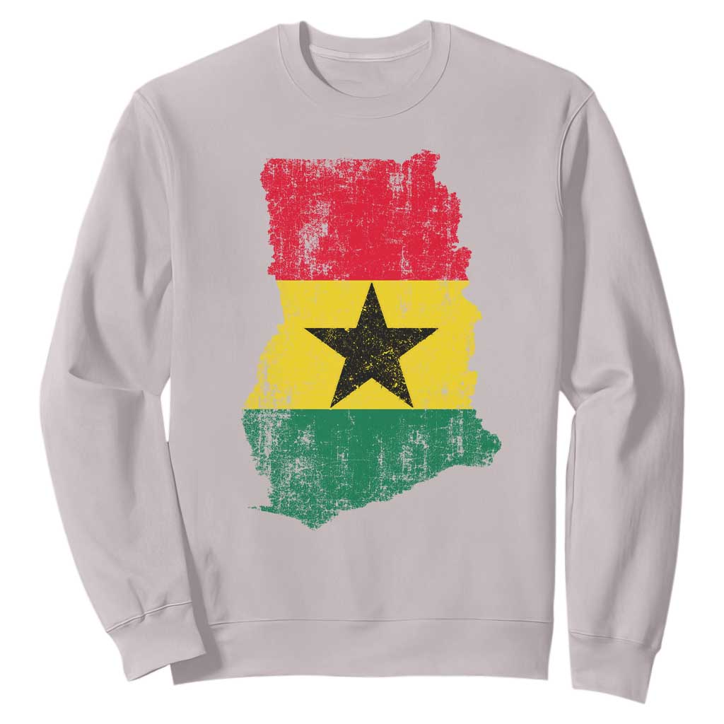 Vintage Ghana Map Flag Sweatshirt Distressed Proud Ghanaian Heritage African Pride TS10 Ice Gray Print Your Wear