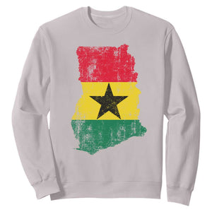 Vintage Ghana Map Flag Sweatshirt Distressed Proud Ghanaian Heritage African Pride TS10 Ice Gray Print Your Wear