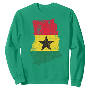 Vintage Ghana Map Flag Sweatshirt Distressed Proud Ghanaian Heritage African Pride TS10 Irish Green Print Your Wear