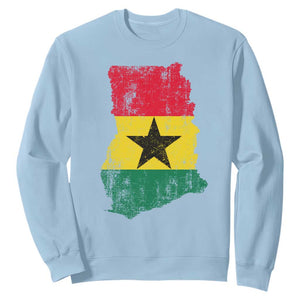 Vintage Ghana Map Flag Sweatshirt Distressed Proud Ghanaian Heritage African Pride TS10 Light Blue Print Your Wear