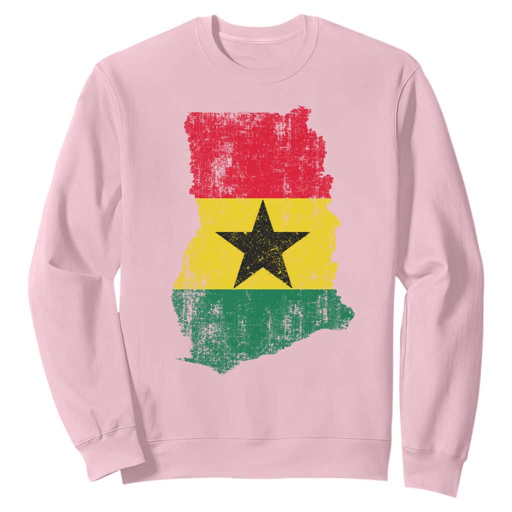 Vintage Ghana Map Flag Sweatshirt Distressed Proud Ghanaian Heritage African Pride TS10 Light Pink Print Your Wear