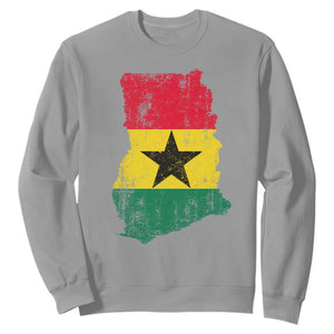 Vintage Ghana Map Flag Sweatshirt Distressed Proud Ghanaian Heritage African Pride TS10 Sport Gray Print Your Wear