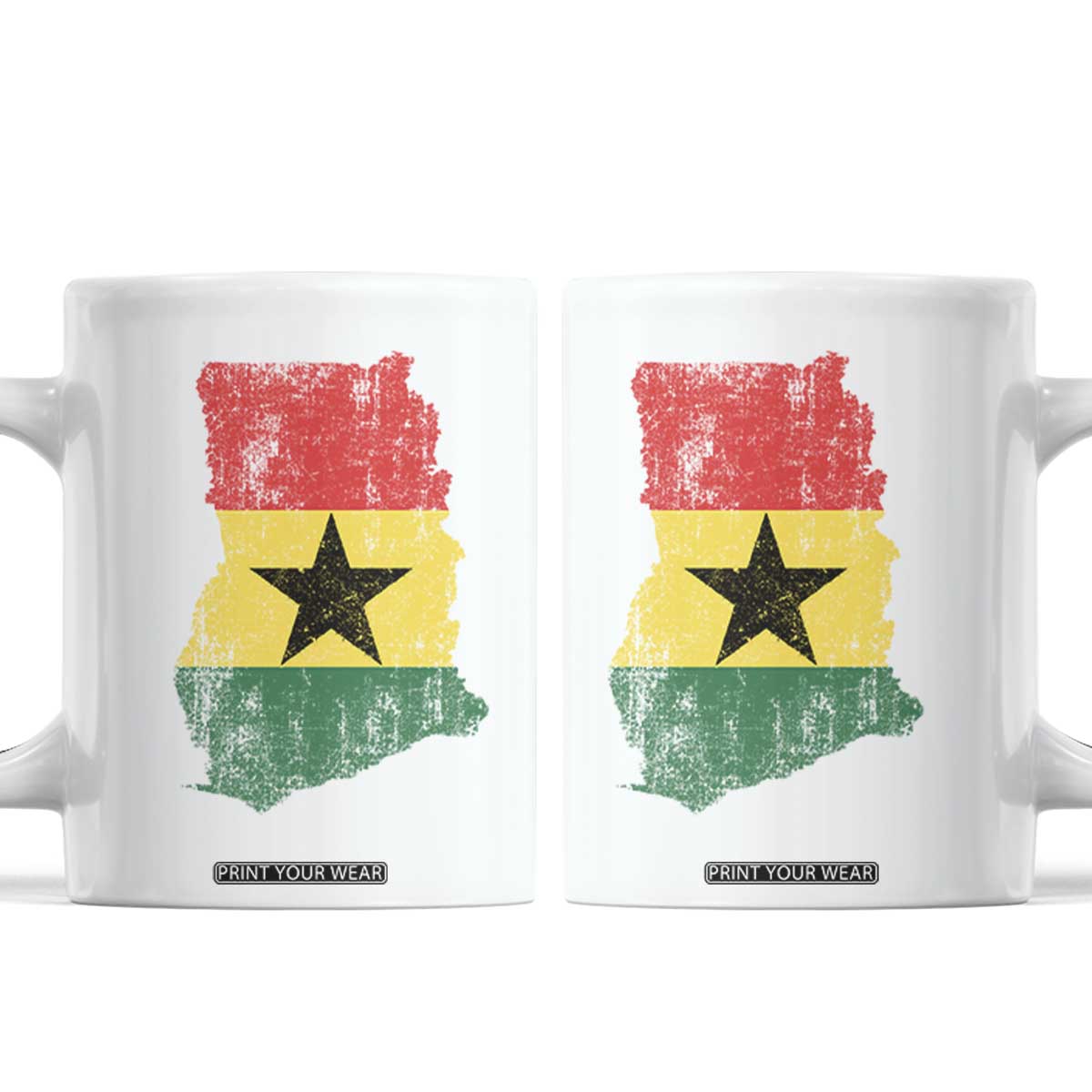 Vintage Ghana Map Flag Coffee Mug Distressed Proud Ghanaian Heritage African Pride TS10 White Print Your Wear