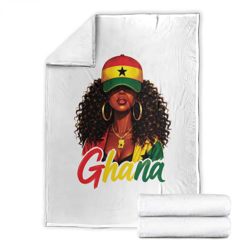 Ghanaian Princess Ghana Flag Melanin Throw Blanket Black Girls TS10 White Print Your Wear