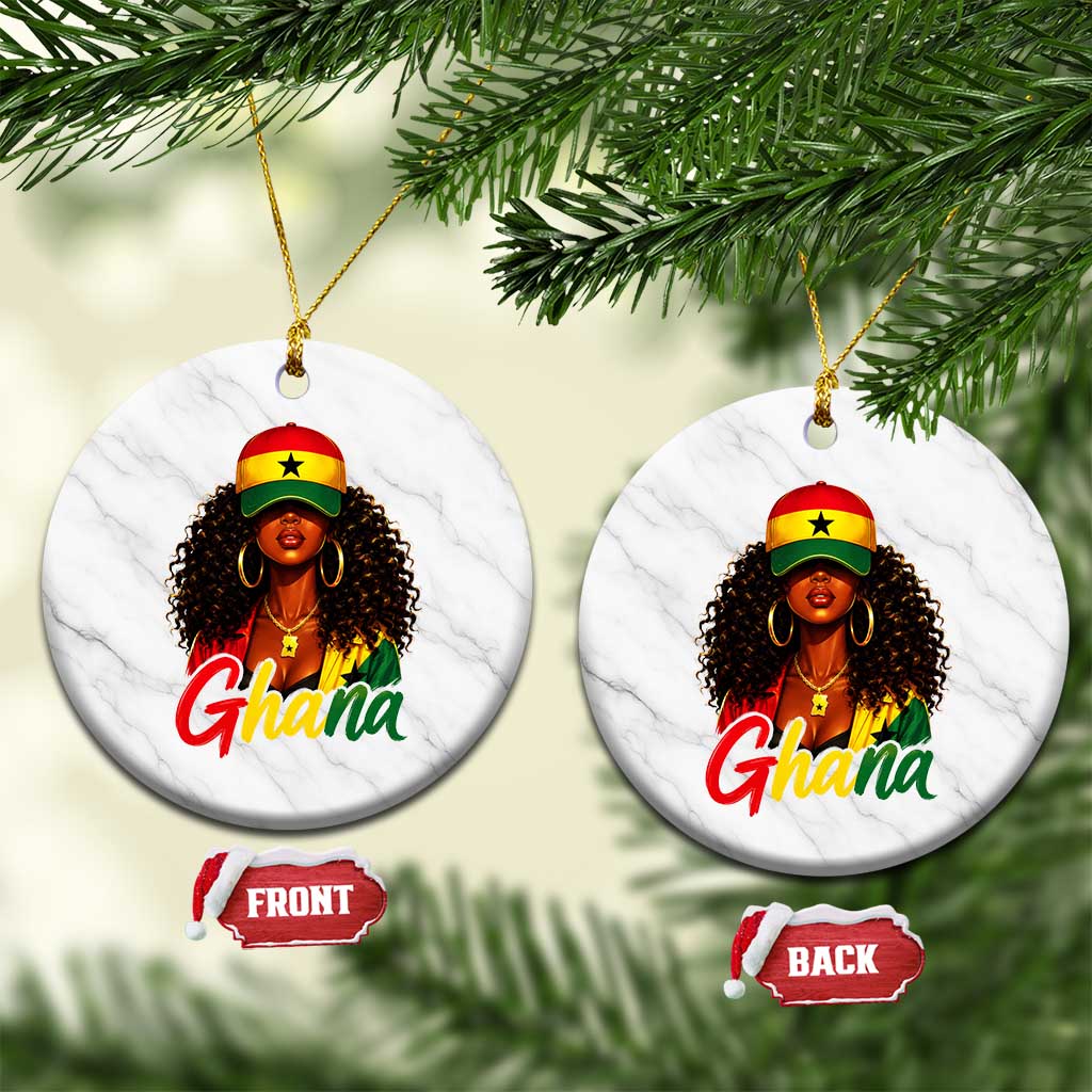 Ghanaian Princess Ghana Flag Melanin Ceramic Ornament Black Girls TS10 1pc White Marble Print Your Wear